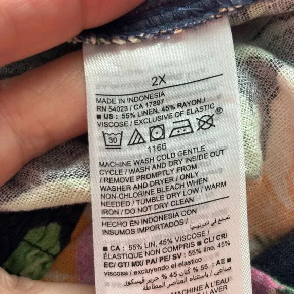 Old Navy Linen Floral Cami Jumpsuit NWT Boho Coastal Navy Floral Size 2X F109 - Picture 12 of 14